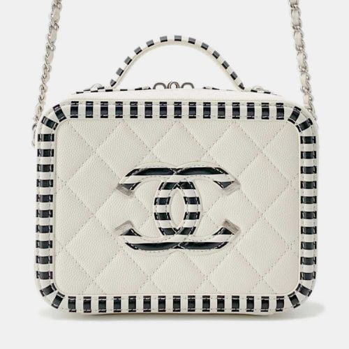 Chanel Caviar Skin Black White CC Filigree Vanity Chain Shoulder Bag - Chanel - Modalova