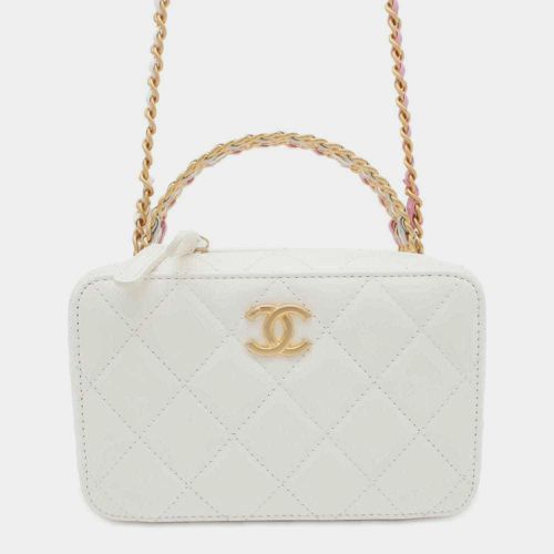 Chanel Calf Leather White Matelasse Coco Mark Vanity Chain Shoulder Bag - Chanel - Modalova