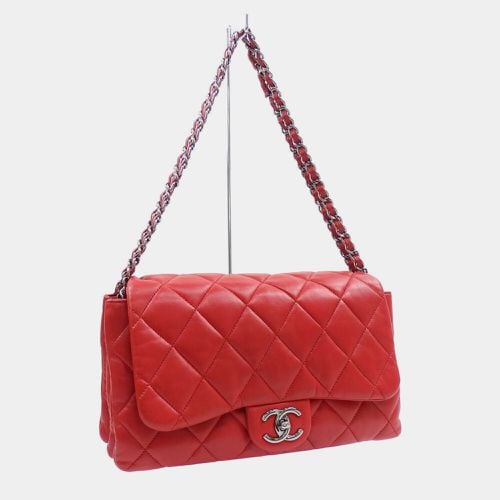 Chanel Red Leather Matelasse Coco Mark Chain Shoulder Bag - Chanel - Modalova