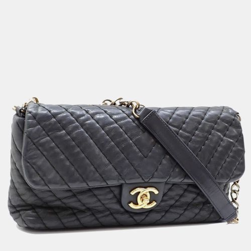 Chanel Black Sparkle Leather V Stitch Coco Mark Chain Shoulder Bag - Chanel - Modalova