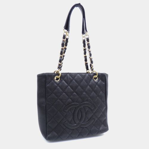 Chanel Black Caviar Skin Matelasse Coco Mark Leather Chain Tote Bag - Chanel - Modalova