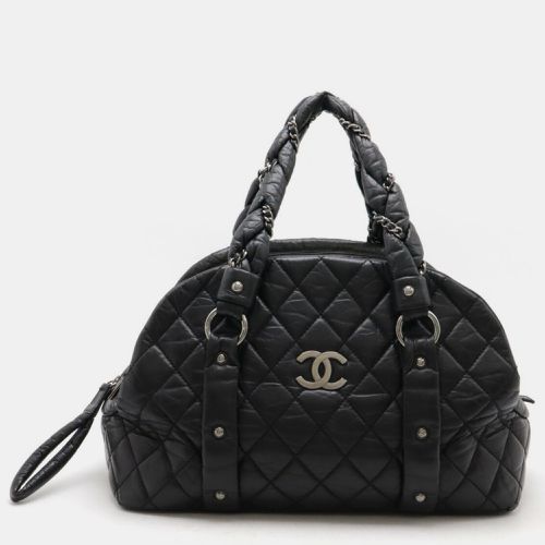 Chanel Leather Black Matelasse Coco Mark Boston Chain Handbag - Chanel - Modalova