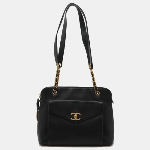 Chanel Caviar Skin Leather Black Coco Mark Chain Tote Bag - Chanel - Modalova