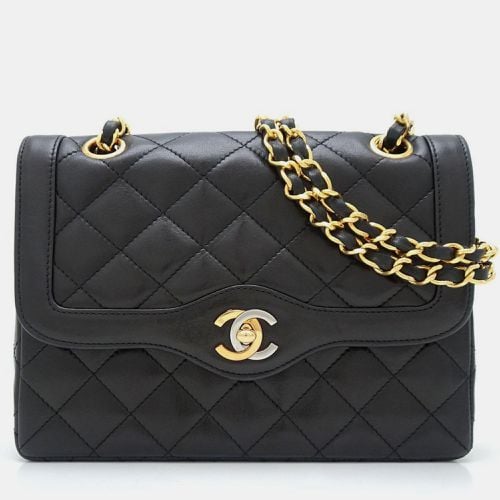 Chanel Lambskin Black Matelasse Double Flap Chain Shoulder Bag - Chanel - Modalova