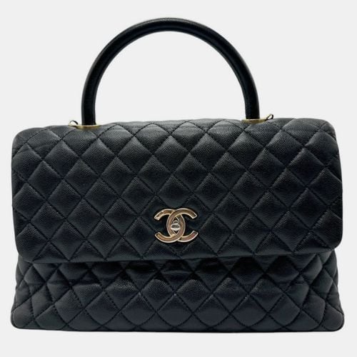 Chanel Caviar Skin Leather Black Gold With Coco Handle Handbag - Chanel - Modalova