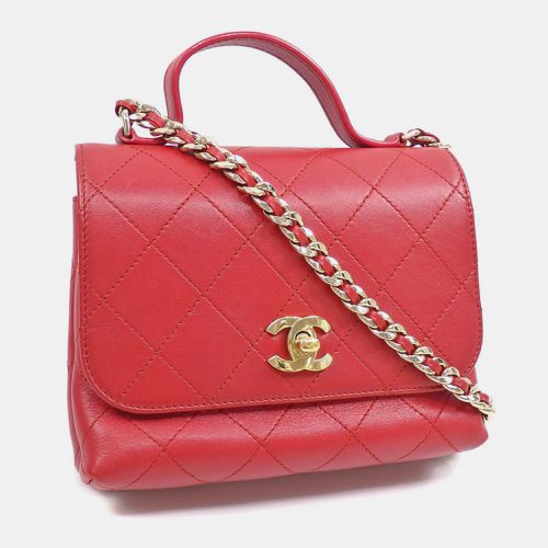 Chanel Red Lambskin Leather Matelasse Chain Shoulder Coco Mark Handbag - Chanel - Modalova