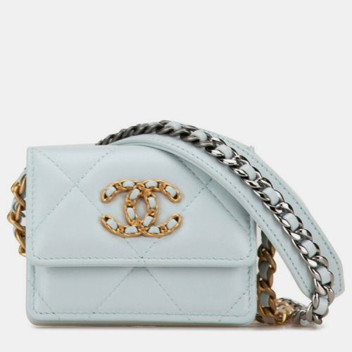 Chanel Light Blue Lambskin Matelasse 19 Coco Mark Chain Wallet - Chanel - Modalova