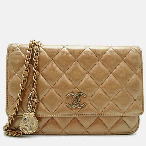 Chanel Lambskin Gold Matelasse Chain Wallet Shoulder Bag - Chanel - Modalova