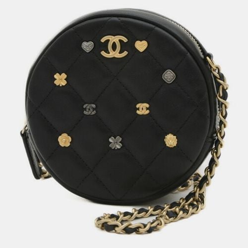 Chanel Lambskin Black Matelasse Round Chain Shoulder Bag - Chanel - Modalova