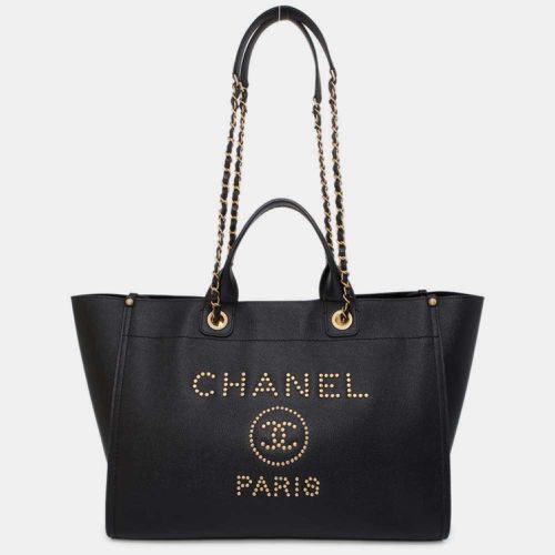 Chanel Caviar Skin Black Deauville Coco Mark Studs Large Tote Bag - Chanel - Modalova