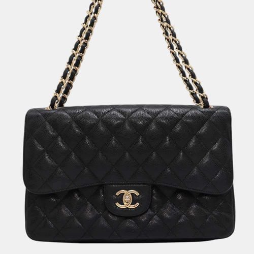 Chanel Black Caviar Leather Matelasse Double Flap Chain Shoulder Size 30 - Chanel - Modalova