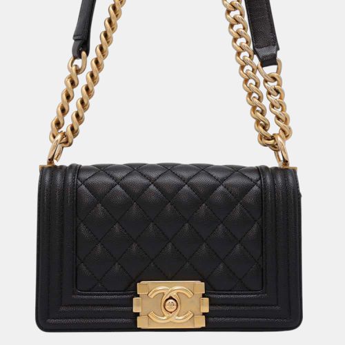 Chanel Black Caviar Leather Boy Chanel Chain Shoulder Bag Size Small - Chanel - Modalova