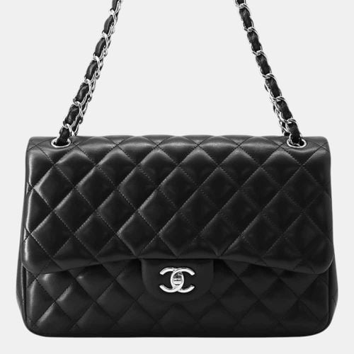 Chanel Black Lambskin Matelasse Double Flap Chain Shoulder Bag Size 30 - Chanel - Modalova