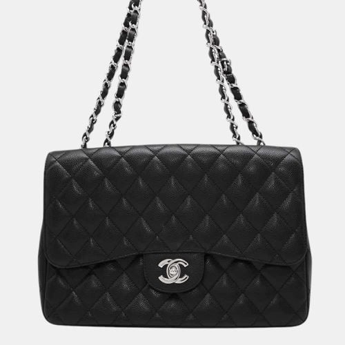 Chanel Black Caviar Leather Matelasse Single Flap Chain Shoulder Bag Size 30 - Chanel - Modalova