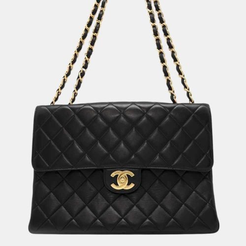 Chanel Black Lambskin Matelasse Single Flap Chain Shoulder Bag Size 30 - Chanel - Modalova