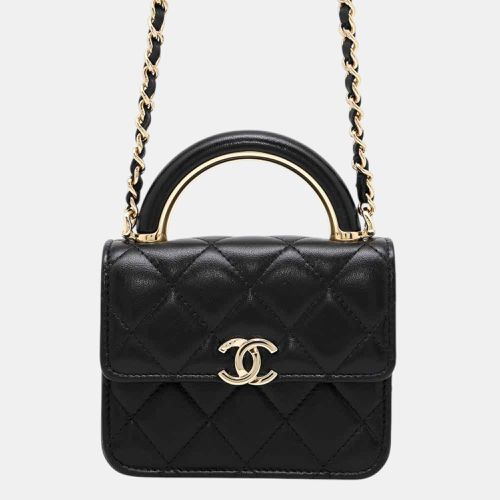 Chanel Black Lambskin Matelasse Top Handle Chain Shoulder Bag - Chanel - Modalova