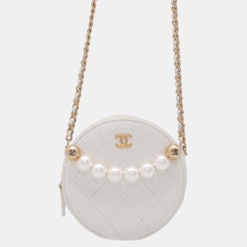 Chanel White Lambskin Matelasse Round Chain Shoulder Bag - Chanel - Modalova