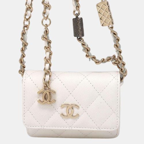 Chanel White Caviar Leather CC Logo Mini Chain Shoulder Bag - Chanel - Modalova