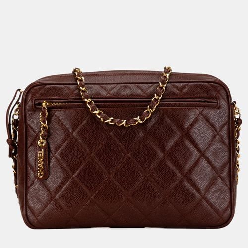 Chanel Burgundy Quilted Caviar Camera Bag - Chanel - Modalova