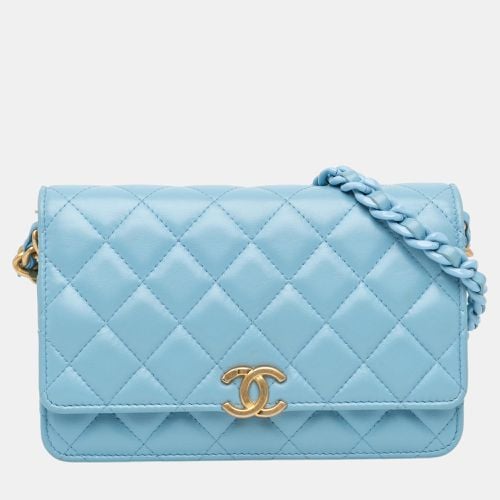 Chanel Blue Quilted Lambskin Candy Chain Wallet on Chain - Chanel - Modalova