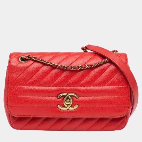 Chanel Red Small Diagonal Quilted Goatskin Flap - Chanel - Modalova