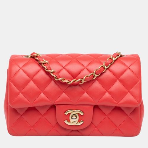 Chanel Red Mini Rectangular Classic Lambskin Single Flap - Chanel - Modalova