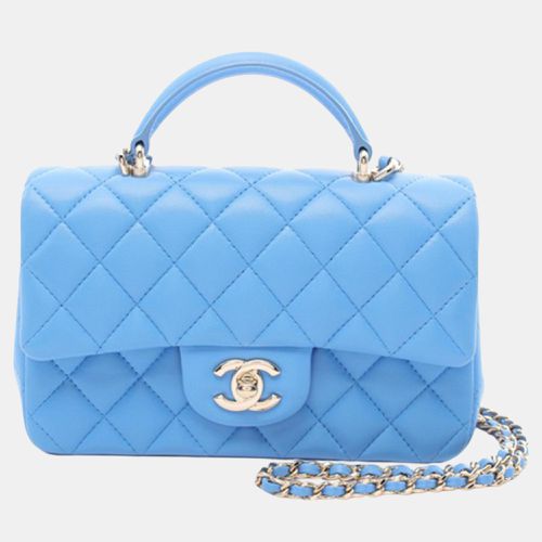 Chanel Blue Mini Rectangular Lambskin Top Handle Single Flap - Chanel - Modalova