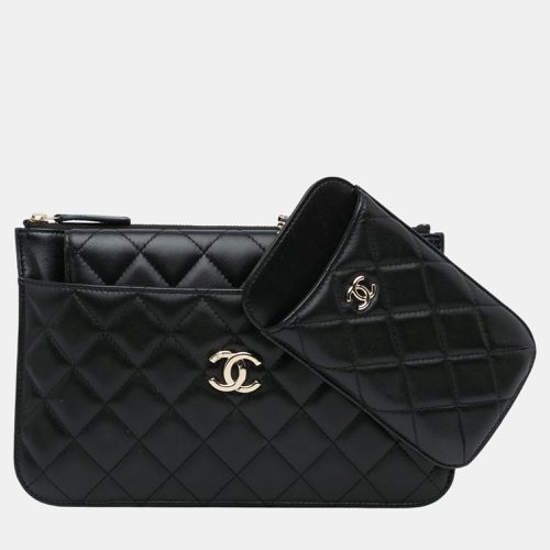 Chanel Black Quilted Lambskin Bag in a Bag Clutch Set Crossbody - Chanel - Modalova