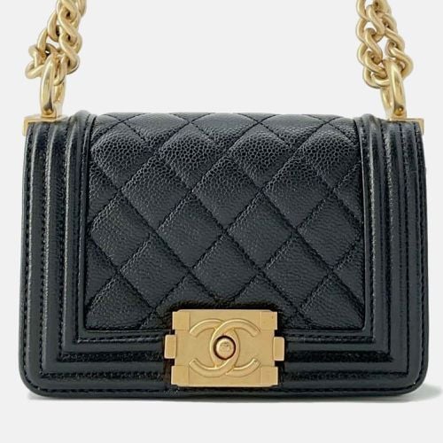 Chanel Black Caviar Leather Boy Chanel Chain Shoulder Bag Size Mini - Chanel - Modalova