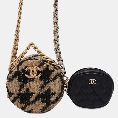 Chanel Beige/Black Tweed Leather Chanel 19 Round Chain Shoulder Bag - Chanel - Modalova