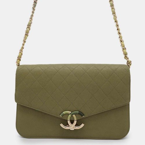 Chanel Khaki Caviar Leather Chain Shoulder Bag - Chanel - Modalova