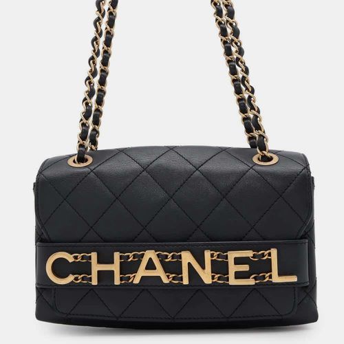 Chanel Black Lambskin Logo Chain Shoulder Bag - Chanel - Modalova