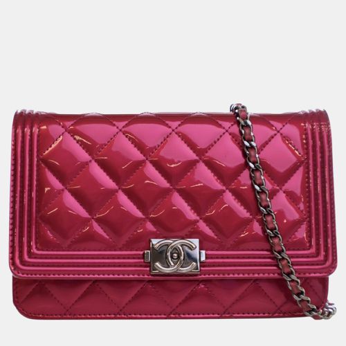 Chanel Pink Patent Boy Wallet on Chain - Chanel - Modalova