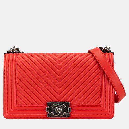 Chanel Orange Medium Chevron Lambskin Boy Flap - Chanel - Modalova