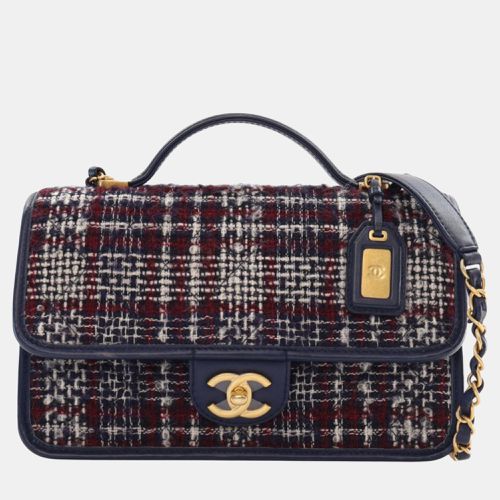 Chanel Blue/Red Small Tweed School Memory Top Handle Flap - Chanel - Modalova