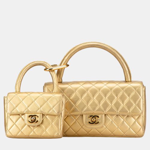 Chanel Gold Lambskin Parent Child Kelly Set Top Handle Bag - Chanel - Modalova