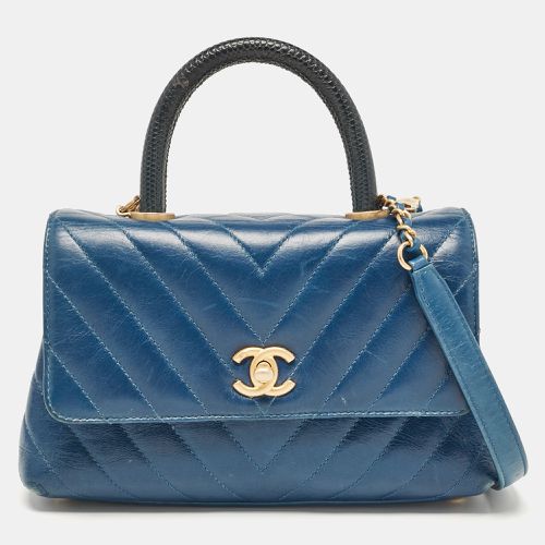 Chanel Blue Quilted Leather and Lizard Mini Coco Top Handle Bag - Chanel - Modalova