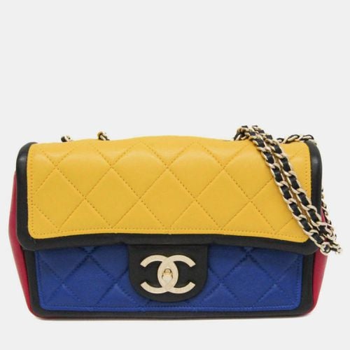 Chanel Blue Red Yellow Leather Matelasse Mondrian Collar Chain Shoulder Bag - Chanel - Modalova