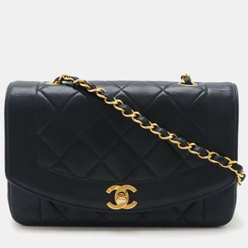 Chanel Lambskin Leather Dark Navy Diana Matelasse Coco Mark Chain Shoulder Bag - Chanel - Modalova