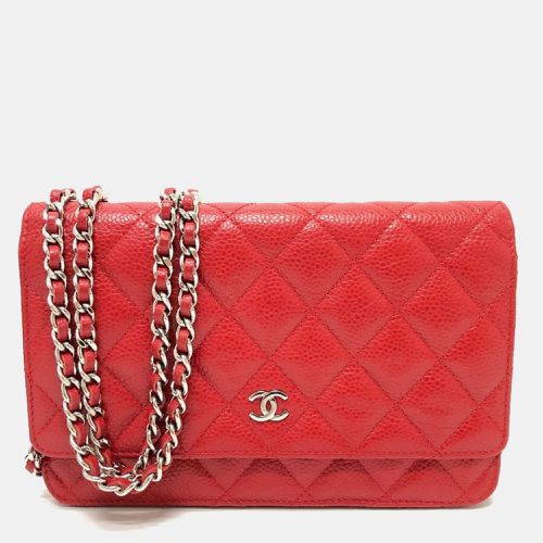 Caviar Skin CC Coco Mark Classic Chain Wallet Bag - Chanel - Modalova