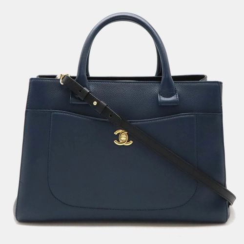 Chanel Leather Black Blue Neo Executive Line Coco Mark Shoulder Bag - Chanel - Modalova