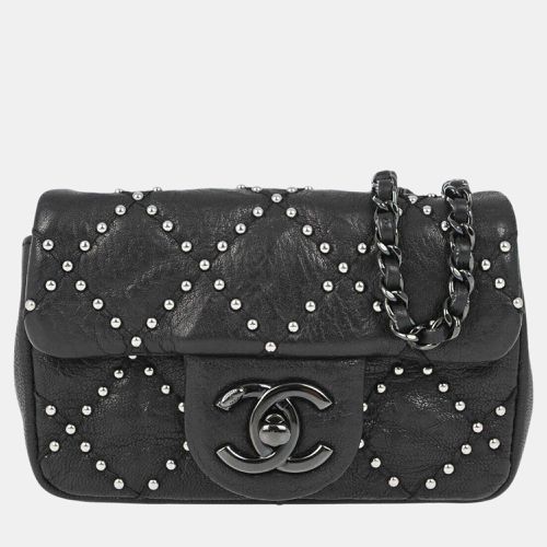 Chanel Black Lambskin Studded Classic Single Flap Shoulder Bag - Chanel - Modalova