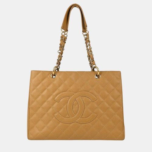 Chanel Beige Calfskin Grand Shopping Tote GST Chain Handbag - Chanel - Modalova