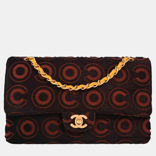 Chanel Brown Pony Hair COCO Medium Classic Double Flap Shoulder Bag - Chanel - Modalova