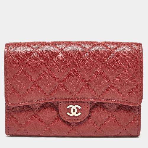 Chanel Red Quilted Caviar Leather Classic L Flap Wallet - Chanel - Modalova