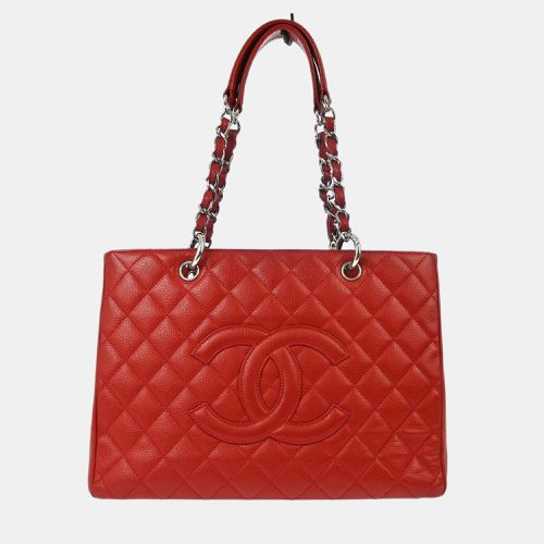 Chanel Red Calfskin Grand Shopping Tote Gst Chain Handbag - Chanel - Modalova