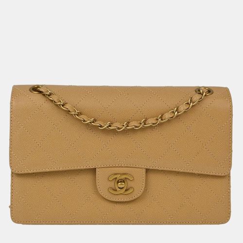 Beige Calfskin Medium Classic Double Flap Bag - Chanel - Modalova