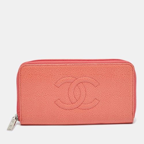 Chanel Orange Caviar Leather CC Zip Around Wallet - Chanel - Modalova