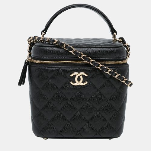 CC Quilted Caviar Top Handle Vanity Case with Chain - Chanel - Modalova