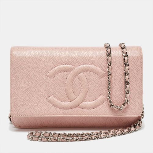 Chanel Light Pink Caviar Leather Timeless CC Wallet On Chain - Chanel - Modalova